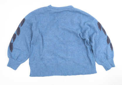 Forget-Me-Not Women's Blue Floral Jumper, Size 12, Crew Neck