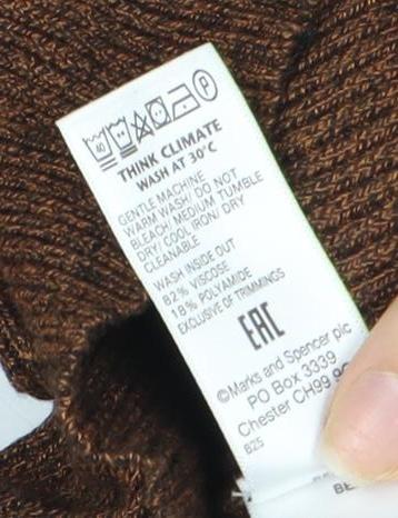 Womens UK Size 8 Marks and Spencer Brown Basic Blouse