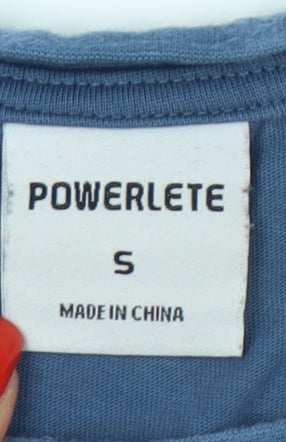 Powerlete Women's Blue Cropped T-Shirt, S, Relaxed, Cotton