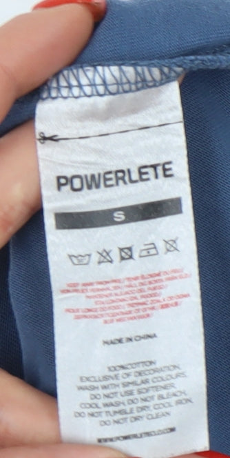 Powerlete Women's Blue Cropped T-Shirt, S, Relaxed, Cotton