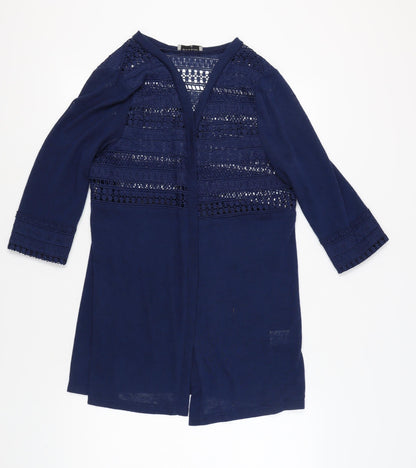 Womens UK Size L BASSINI Blue Cardigan Jumper