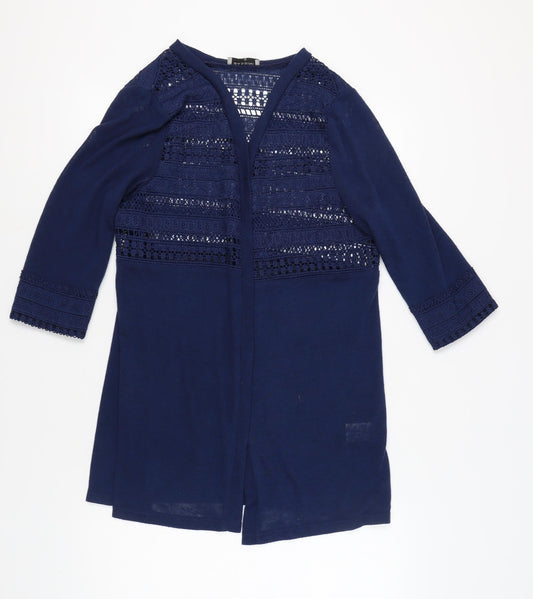 Bassini Women's Blue Open-Knit Cardigan, Size L