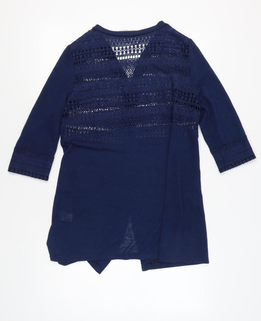 Bassini Women's Blue Open-Knit Cardigan, Size L