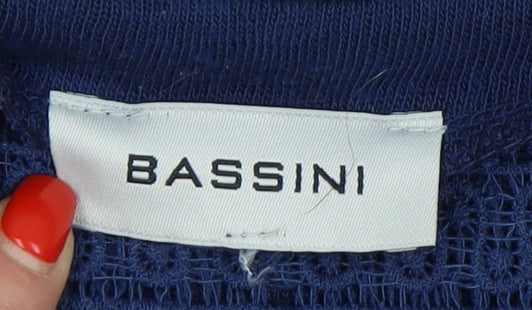 Womens UK Size L BASSINI Blue Cardigan Jumper