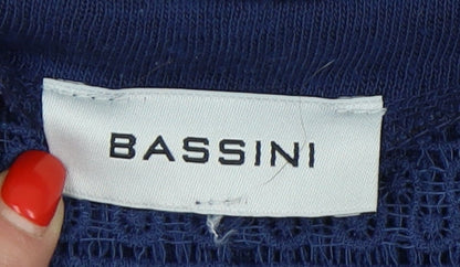 Womens UK Size L BASSINI Blue Cardigan Jumper