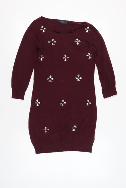 Next Women's Red Beaded Bodycon Dress Size 8