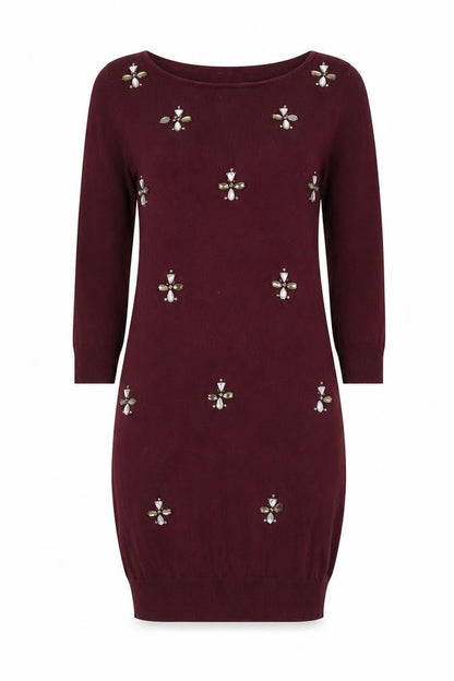Next Women's Red Beaded Bodycon Dress Size 8