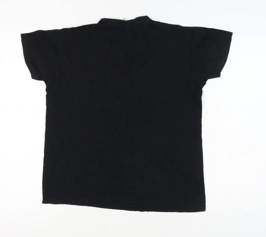 SOL'S Men Black Music Theme Graphic Print T-Shirt V-Neck S