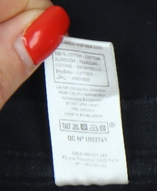 SOL'S Men Black Music Theme Graphic Print T-Shirt V-Neck S