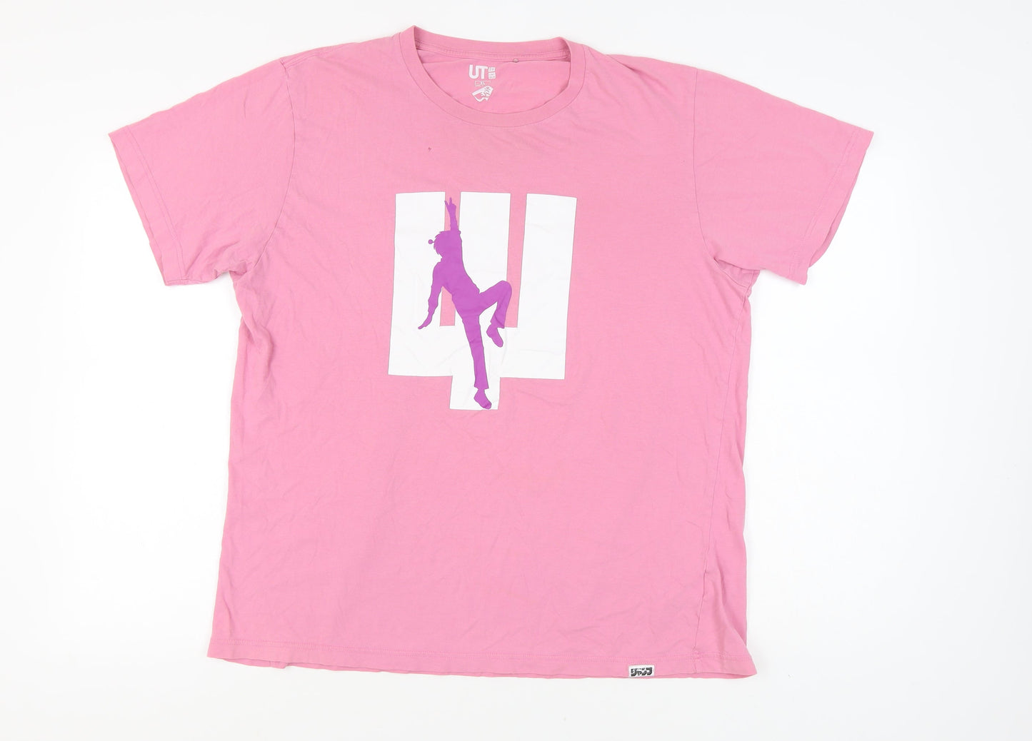 Unisex Adults UK Size XL Uniqlo Pink Basic T-Shirt