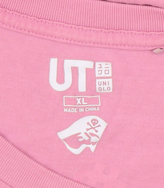 Unisex Adults UK Size XL Uniqlo Pink Basic T-Shirt