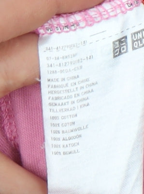 Unisex Adults UK Size XL Uniqlo Pink Basic T-Shirt