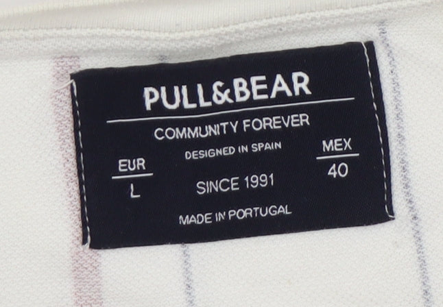 Pull&Bear Men's Multicoloured Striped T-Shirt L