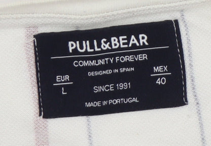 Pull&Bear Men's Multicoloured Striped T-Shirt L