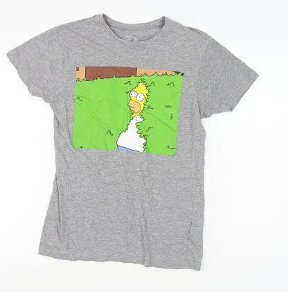 Unisex Adults UK Size S The Simpsons Grey  T-Shirt