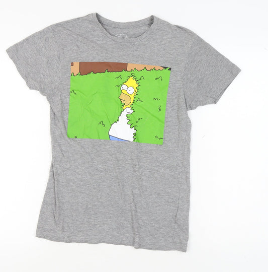 Unisex Adults UK Size S The Simpsons Grey  T-Shirt