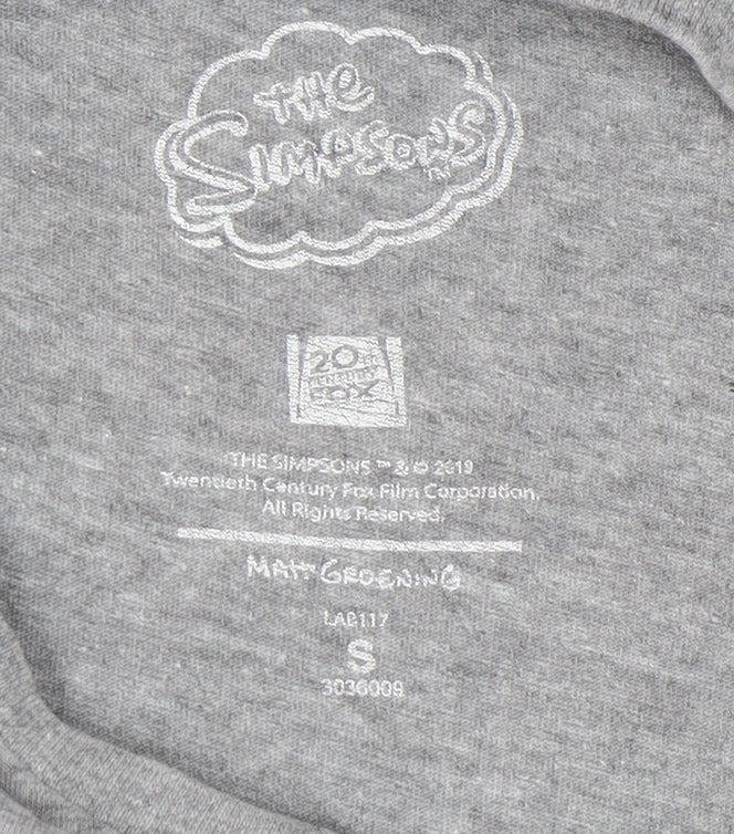 Unisex Adults UK Size S The Simpsons Grey  T-Shirt