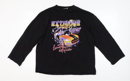 ASOS DESIGN Black Graphic T-Shirt, Size 14, Long Sleeve