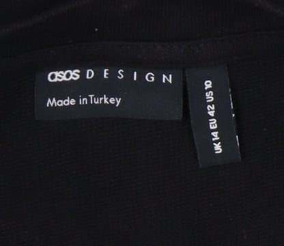 ASOS DESIGN Black Graphic T-Shirt, Size 14, Long Sleeve