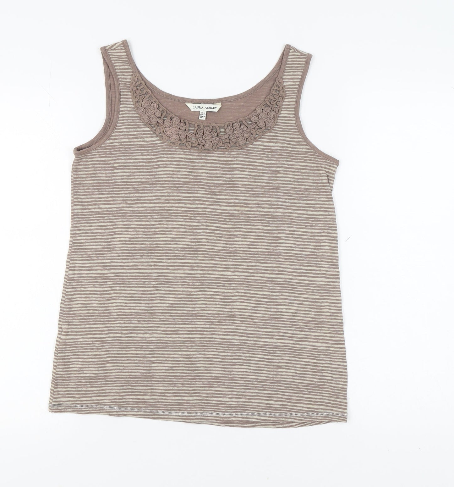 Laura Ashley Women's Brown Striped Tank Top UK 14