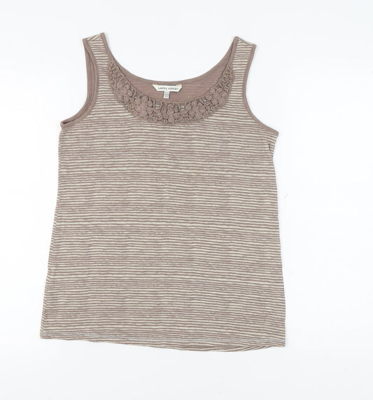 Laura Ashley Women's Brown Striped Tank Top UK 14