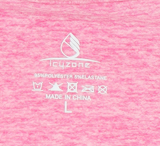 icyzone Women's Pink T-Shirt, L, Athletic Fit, Gym Ready