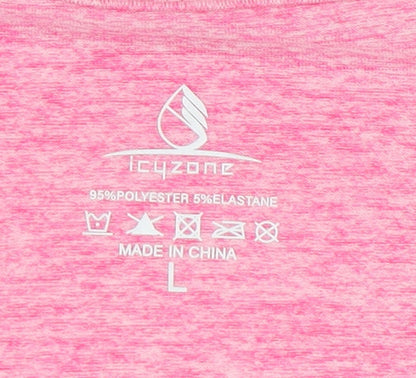 icyzone Women's Pink T-Shirt, L, Athletic Fit, Gym Ready