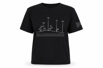 Front view of Universal unisex black medium crew neck t-shirt