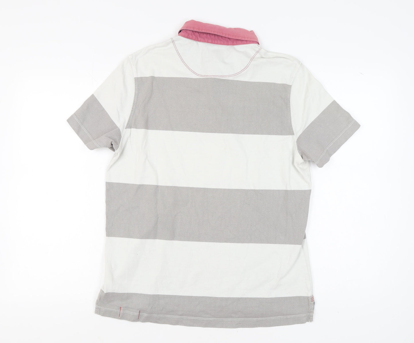 White Stuff Men's Grey Striped Polo Shirt M