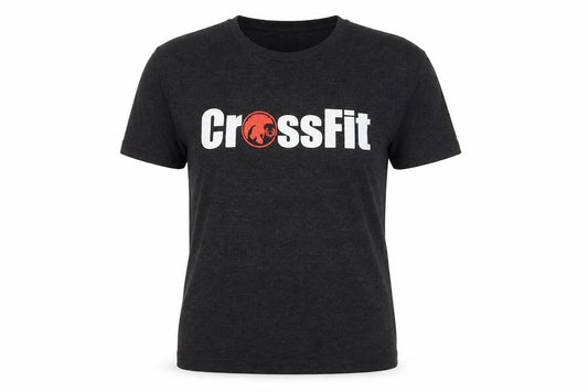 Front view of Bella + Canvas unisex grey crossfit t-shirt, s