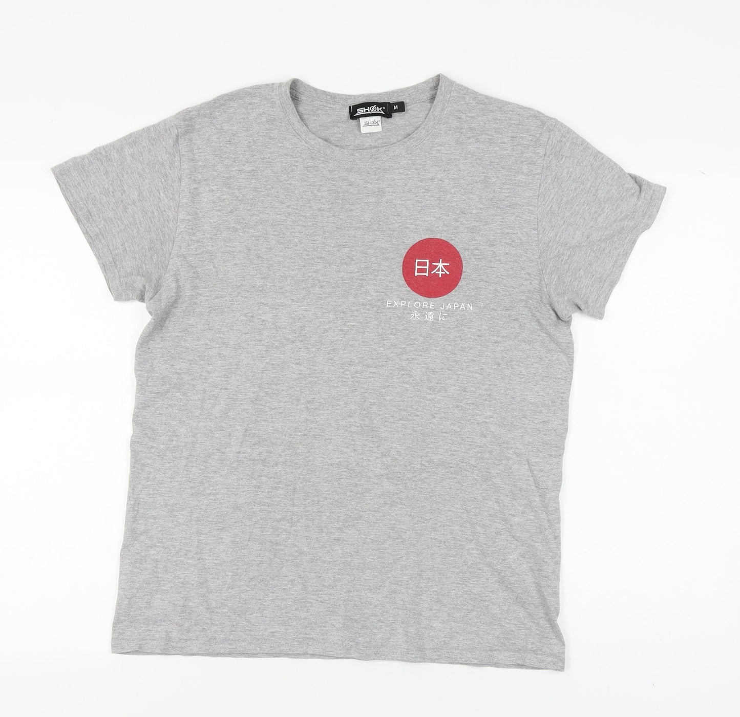 Shōk Men's Grey Anime Japan Graphic T-Shirt Medium