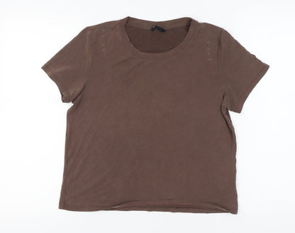 Womens UK Size M Monki Brown Basic T-Shirt