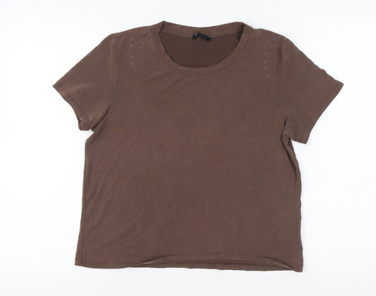 Womens UK Size M Monki Brown Basic T-Shirt