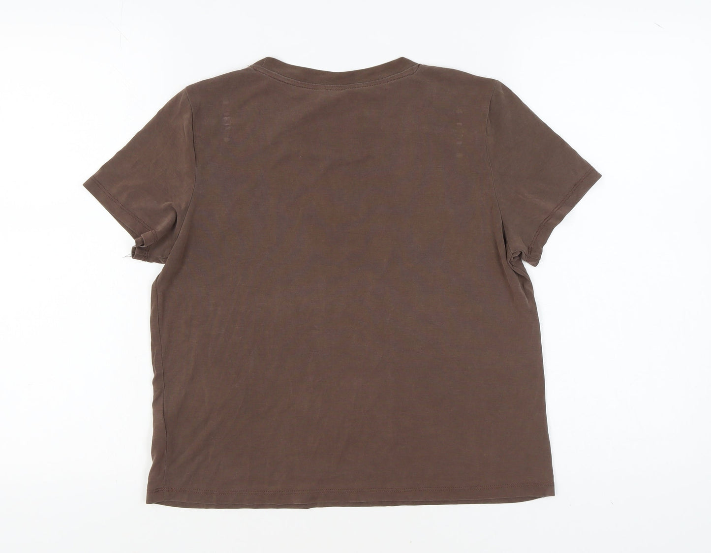 Womens UK Size M Monki Brown Basic T-Shirt