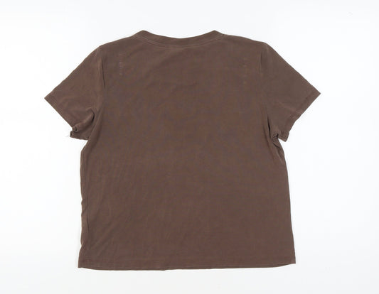 Womens UK Size M Monki Brown Basic T-Shirt