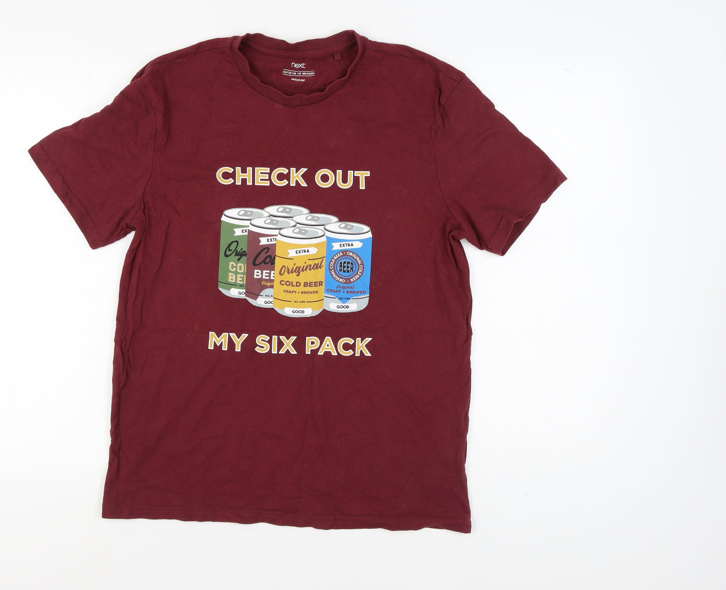 Next Men's Red M Graphic T-Shirt - Check Out My Six Pack