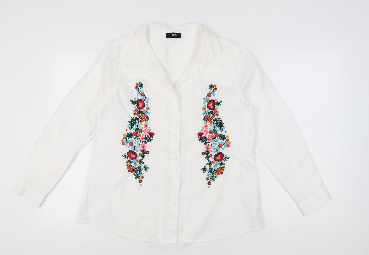 Womens UK Size 14 Klass White Basic Button-Up