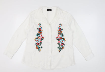 Womens UK Size 14 Klass White Basic Button-Up
