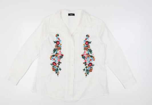 Womens UK Size 14 Klass White Basic Button-Up
