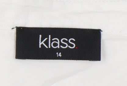 Womens UK Size 14 Klass White Basic Button-Up