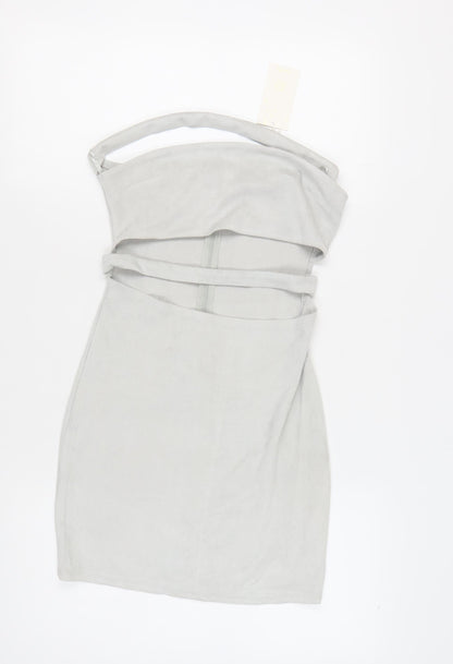 JCL Women's Grey Strapless Bodycon Party Dress M