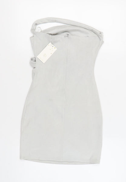 JCL Women's Grey Strapless Bodycon Party Dress M