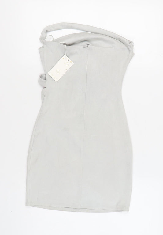 JCL Women's Grey Strapless Bodycon Party Dress M