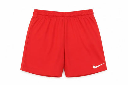 Front view of Nike boys’ red athletic shorts m
