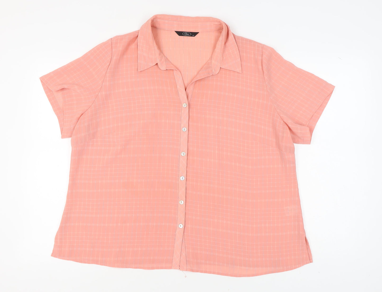 Womens UK Size 22 BM Pink Basic Button-Up