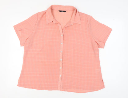 Womens UK Size 22 BM Pink Basic Button-Up