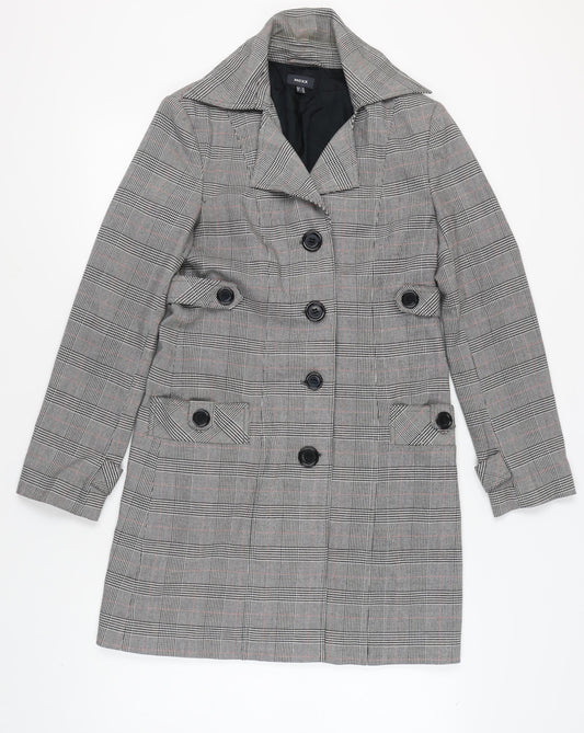 Mexx Women's Grey Trench Coat, Size 10, Check Pattern