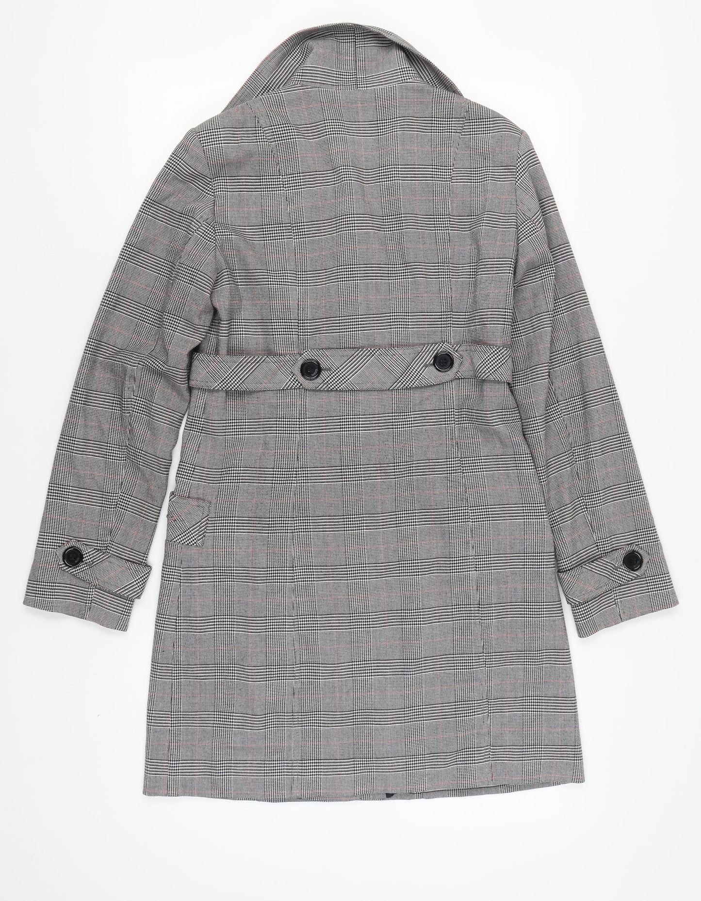 Mexx Women's Grey Trench Coat, Size 10, Check Pattern