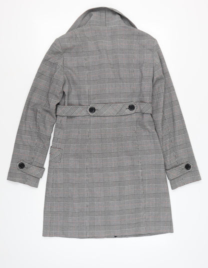 Mexx Women's Grey Trench Coat, Size 10, Check Pattern