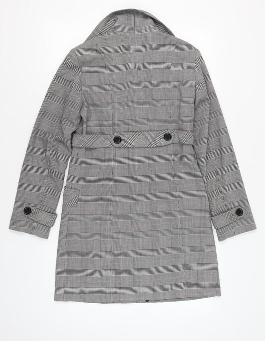 Mexx Women's Grey Trench Coat, Size 10, Check Pattern